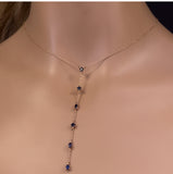 1.18ct G SI 14K Rose Gold Blue Sapphire Gemstones Pendant Necklace 16+2" Ext Long