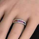1.32ct G SI 14K White Gold Diamond Mulit Color Gemstone Ring Size 6.5