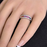 1.32ct G SI 14K White Gold Diamond Mulit Color Gemstone Ring Size 6.5