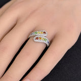 <span style="color:purple">SPECIAL!</span> 1.12ct G SI 14K White Gold Diamond & Multi Color Gemstone Wrap Around Ring Size 6.5