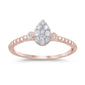 .24ct 14k Rose Gold Pear Shape Diamond Solitaire Promise Ring Size 6.5