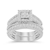 1.24ct G SI 14K White Gold Round & Baguette Diamond Engagement Ring Set Size 6.5