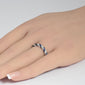 <span style="color:purple">SPECIAL!</span> .61ct G SI 14K White Gold Blue Sapphire & Diamond Ring Band