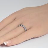 .61ct G SI 14K White Gold Blue Sapphire & Diamond Ring Band