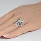 <span style="color:purple">SPECIAL!</span>1.84ct G SI 14K White Gold Diamond & Blue Sapphire Gemstone Wrap Around Ring Size 6.5