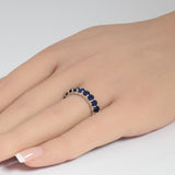 <span style="color:purple">SPECIAL!</span> 3.10ct G SI 14K White Gold Blue Sapphire Gemstone Band Ring Size 6.5
