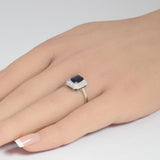 1.28ct G SI 14K White Gold Diamond & Blue Sapphire Ring Size 6.5