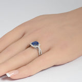 2.62ct G SI 14K White Gold Diamond & Blue Sapphire Gemstone Ring  Size 6.5