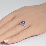 2.39ct G SI 14K White Gold Diamond & Blue Sapphire Gemstone Ring Size 6.5