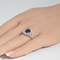 <span style="color:purple">SPECIAL!</span> 2.49ct G SI 14K White Gold Diamond & Blue Sapphire Gemstone Double Halo Ring Size 6.5