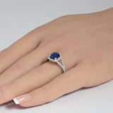 2.79ct G SI 14K White Gold Diamond & Blue Sapphire Gemstone Ring Size 6.5