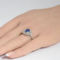 <span style="color:purple">SPECIAL!</span> 2.51ct G SI 14K White Gold Diamond & Blue Sapphire Gemstone Double Halo Ring Size 6.5