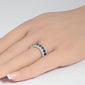 <span style="color:purple">SPECIAL!</span>2.25ct G SI 14K White Gold Diamond & Large Blue Sapphire Gemstone Band Ring Size 6.5