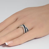 3.39ct G SI 14K White Gold Diamond & Blue Sapphire Gemstone Criss Cross Ring Size 6.5