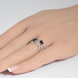 1.69ct G SI 14K White Gold Diamond & Blue Sapphire Gemstone Ring Size 6.5