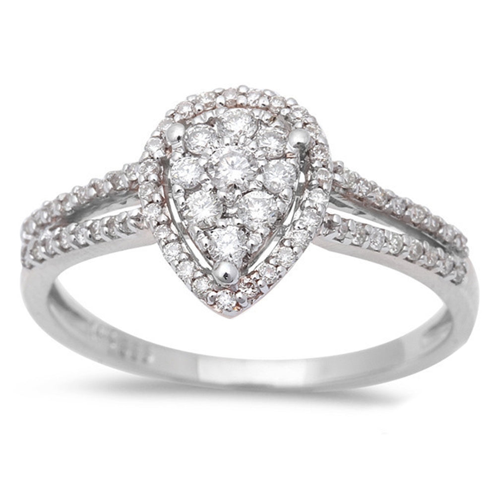 .32ct Pear Shaped Halo Diamond Engagement Wedding Ring 14kt White Gold
