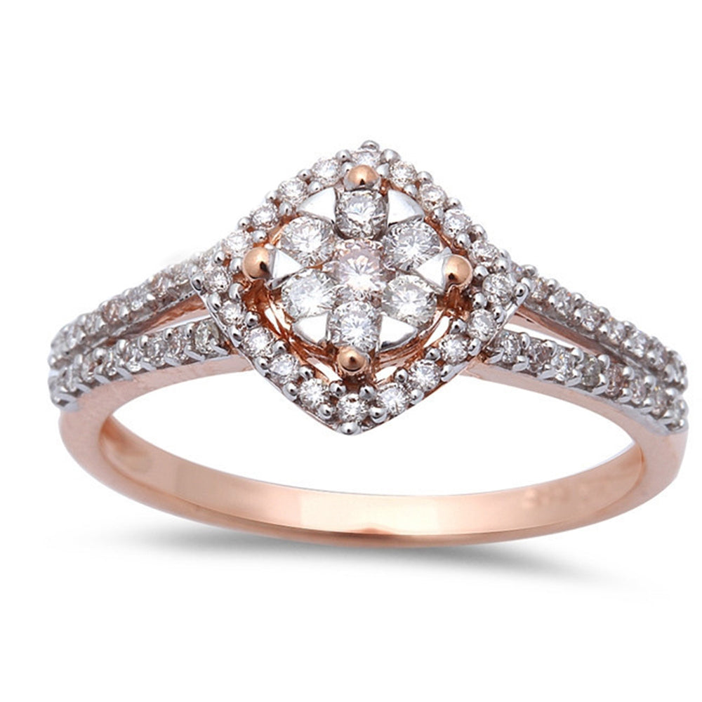 <span>DIAMOND  CLOSEOUT! </span> .37ct Halo Round Diamond Solitaire Engagement Wedding Ring 14kt Rose Gold