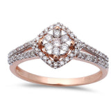 <span>DIAMOND  CLOSEOUT! </span> .37ct Halo Round Diamond Solitaire Engagement Wedding Ring 14kt Rose Gold