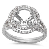 .80ct 14kt White Gold Double Halo Style Round Diamond Semi Mount Engagement Ring Size 6.5