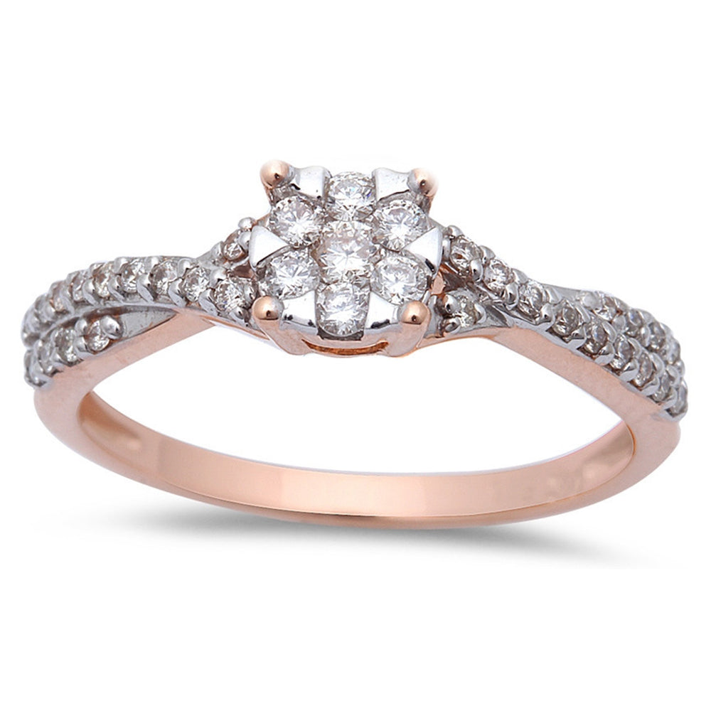 .30ct Halo Twisted Prong Diamond Engagement Wedding Ring 14kt Rose Gold