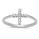 .10ct Round Diamond Cross Ring 14kt White Gold Size 6.5