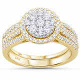 <span>DIAMOND CLOSEOUT! </span>.98cts 14k Yellow Gold Diamond Wedding Engagement Bridal Set Size 6.5
