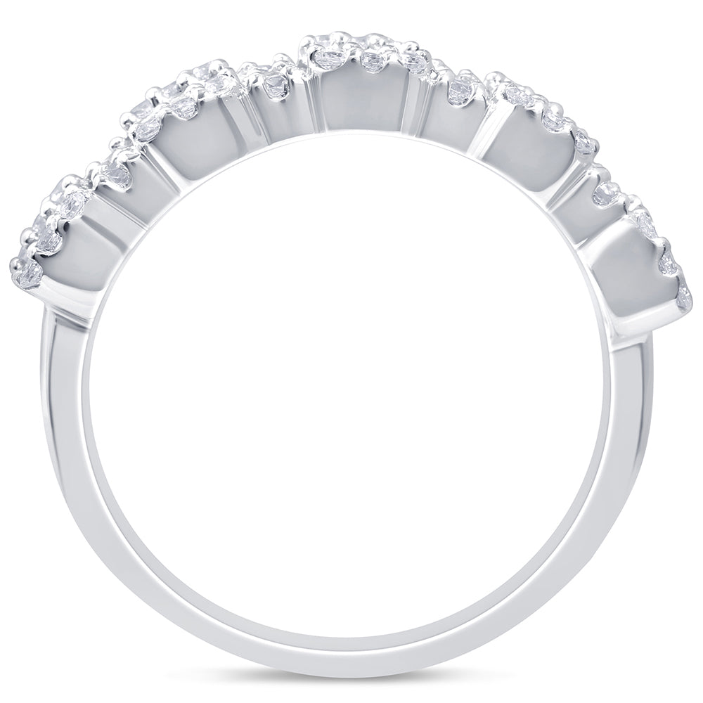 <span style="color:purple">¡ESPECIAL!</span>.72ct G SI Anillo de banda de diamante de talla baguette y redonda de oro blanco de 14kt Talla 6.5