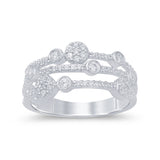 .50ct 14k White Gold Multi Layer Diamond Ring Band Size 6.5
