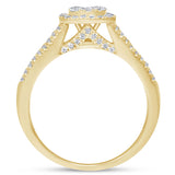 .95ct 14k Yellow Gold Square Diamond Engagement Ring Size 6.5