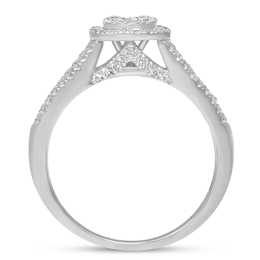 .95ct 14k White Gold Square Diamond Engagement Ring Size 6.5