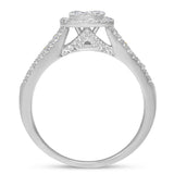 .95ct 14k White Gold Square Diamond Engagement Ring Size 6.5