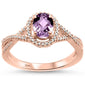 <span>GEMSTONE CLOSEOUT </span>! 0.81cts 10k Rose Gold Oval Amethyst & Diamond Ring Size 6.5