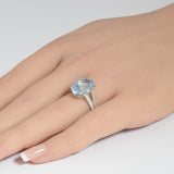 6.00ct 14k White Gold Aquamarine & Diamond Ring