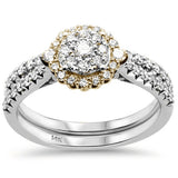 .75ct 14kt Two Tone Gold Round Diamond Engagement Bridal Set Ring Size 6.5
