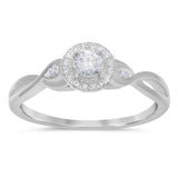 <span>DIAMOND CLOSEOUT! </span>.16ct 14k White Gold Round Diamond Engagement Twisted Prong Ring Size 6.5