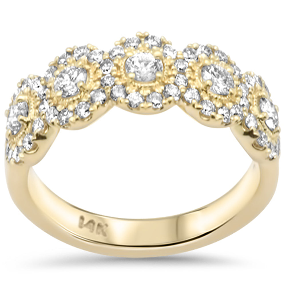 <span style="color:purple">SPECIAL!</span>  .99ct G SI 14K Yellow Gold Diamond Round Halo Band Ring Size 6.5