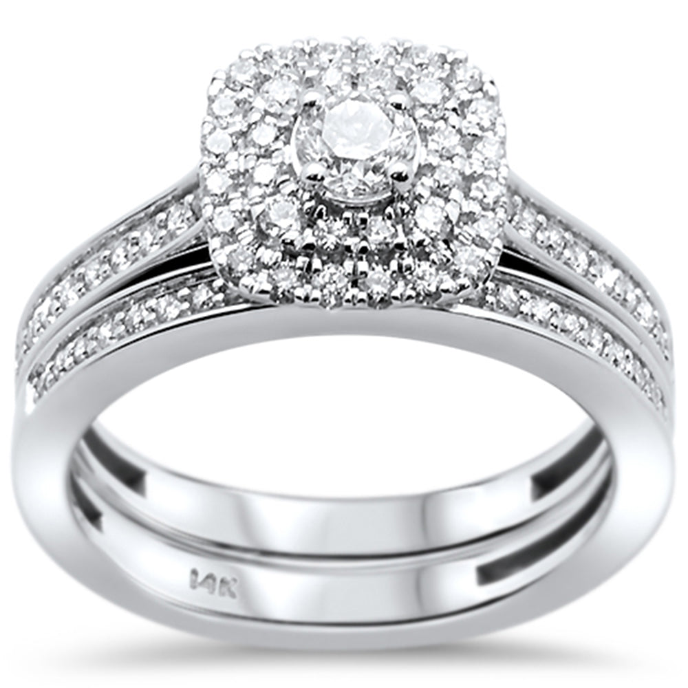 <span>DIAMOND CLOSEOUT! </span>.75ct 14k White Gold Diamond Engagement Bridal Set Ring Size 6.5