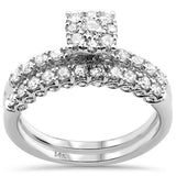 1.0ct 14k White Gold Round Diamond Engagement Ring Bridal Set Size 6.5