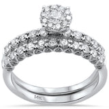 1.00ct 14k White Gold Round Diamond Engagement Ring Bridal Set Size 6.5