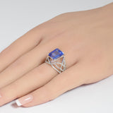 <span>DIAMOND CLOSEOUT! </span> 5.09ct 14K White Gold Tanzanite & Diamond Ladies Ring size 6.5