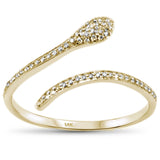 .12ct 14KT Yellow Gold Snake Serpent Trendy Wrap around Diamond Ring