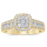 <span style="color:purple">SPECIAL!</span>.95ct 10k Yellow Gold Square Diamond Engagement Ring Size 6.5