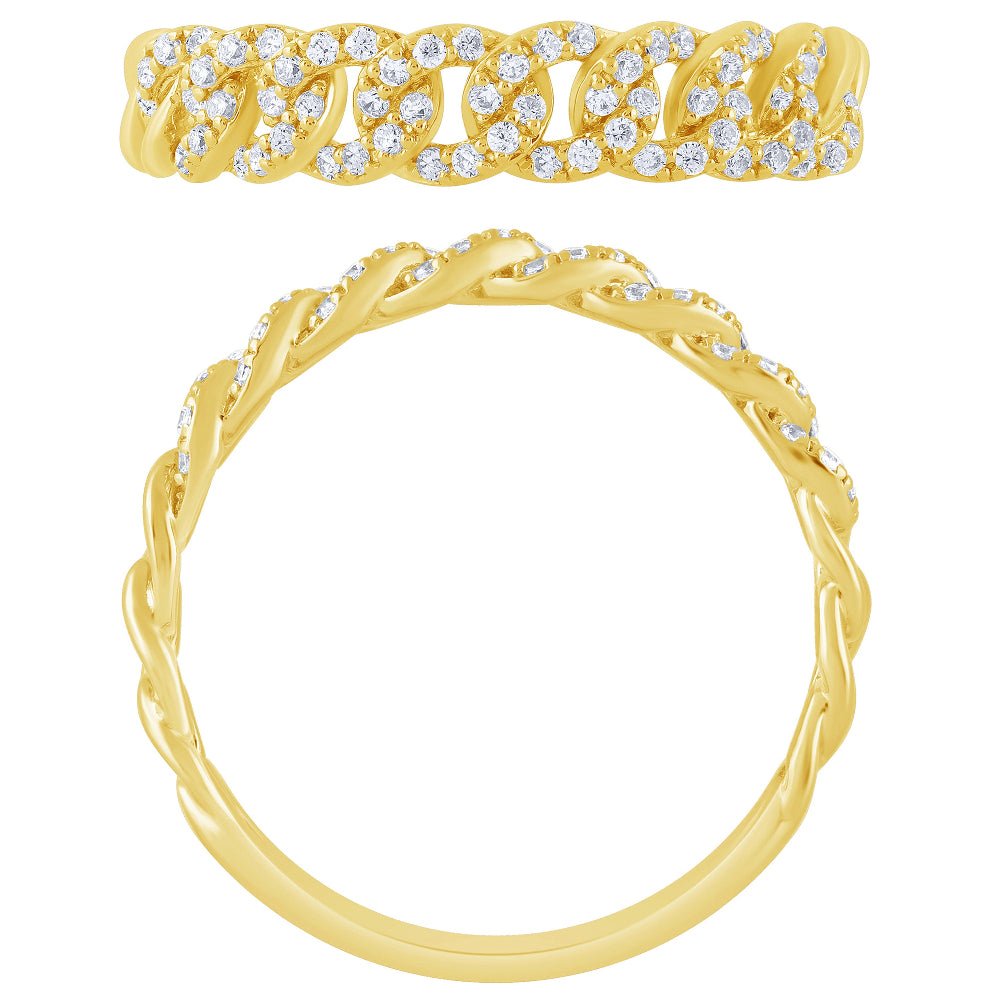 .26ct G SI 14KT Yellow Gold Diamond Cuban Ring Size 6.5