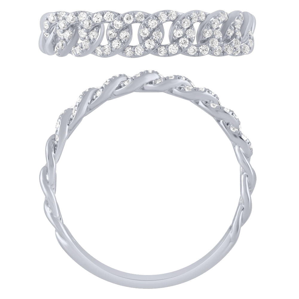 .25ct G SI 14K White Gold  Diamond Cuban Ring Size 6.5