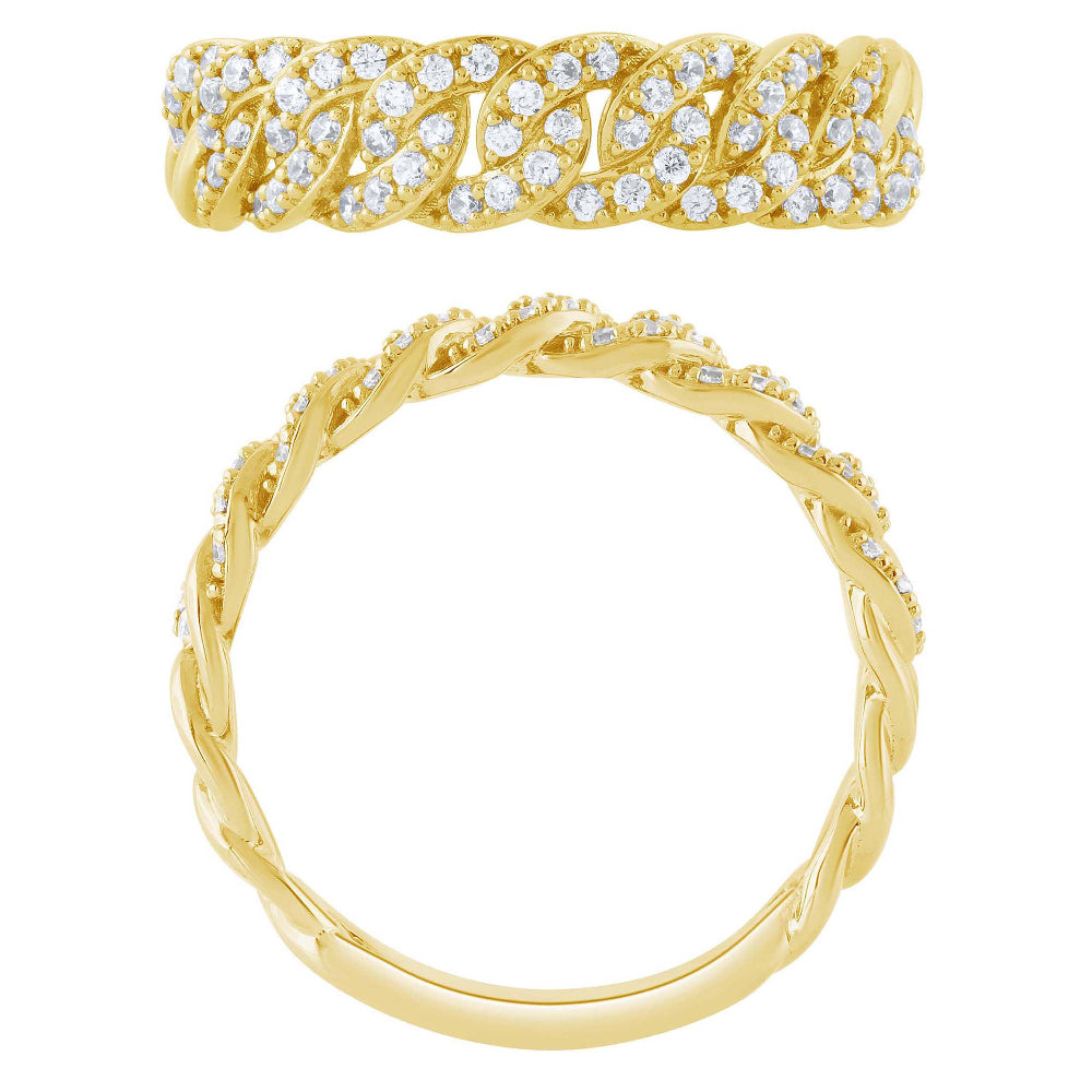 .33ct G SI 14K Yellow Gold Diamond Ladies Cuban Ring Size 6.5