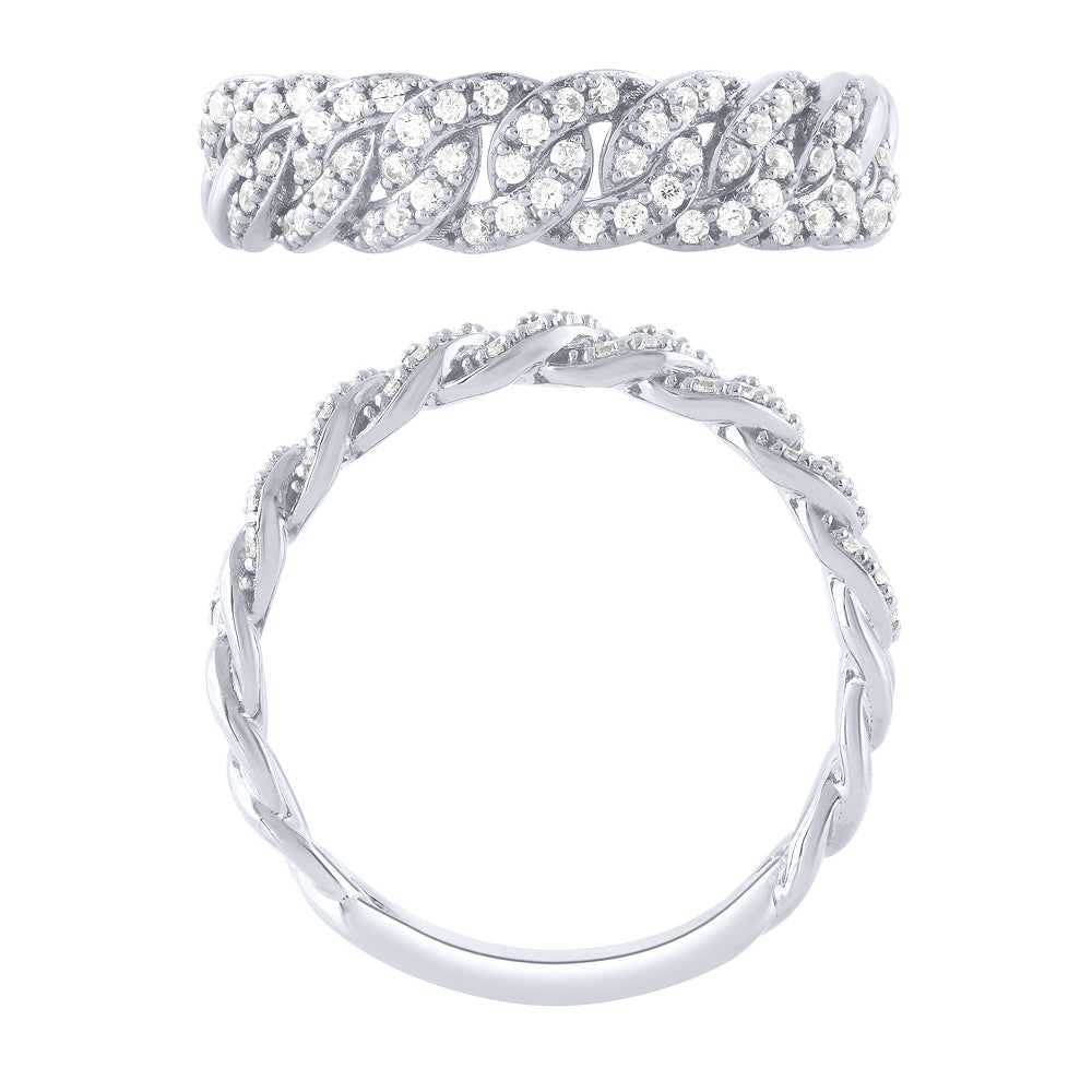 .33ct G SI 14KT White Gold  Diamond Ladies Cuban Ring Size 6.5