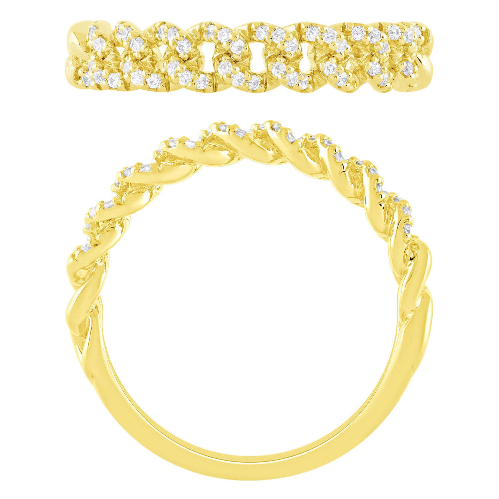 .20ct G SI 14KT Yellow Gold Diamond Ladies Cuban Ring Size 6.5