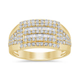 1.44ct G SI 14K Yellow Gold Round & Baguette Diamond Men's Ring Band