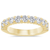 <span style="color:purple">SPECIAL!</span>.80ct G SI 14K Yellow Gold Women's Round Diamond Half Eternity Band Ring Size 6.5