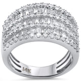 1.86ct G SI 14K White Gold Women's Round & Baguette Diamond Ring Band Size 7